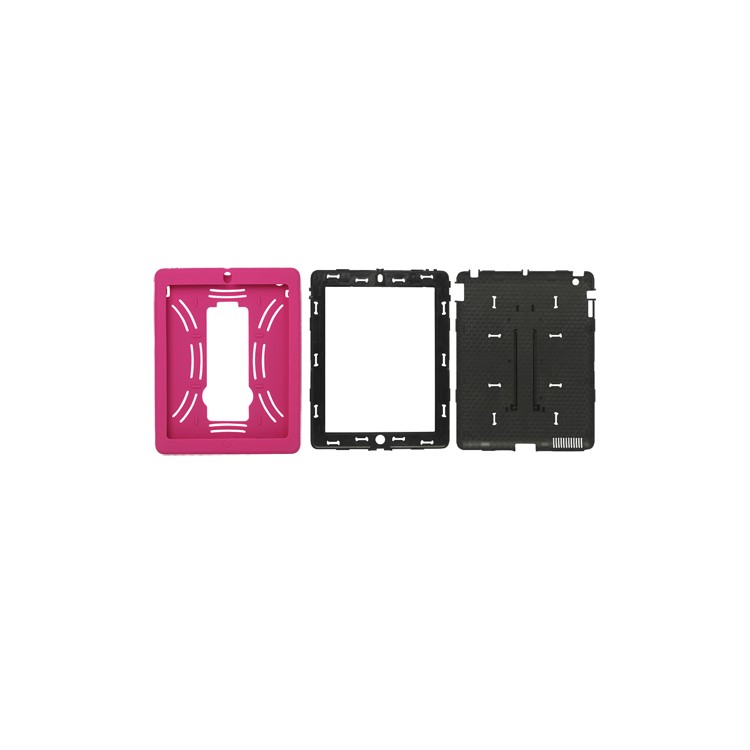 Snap-on Defender Case Cover with Stand for iPad 2 The New iPad - Black / Rose