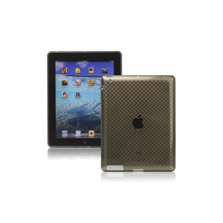 Stylish Diamond TPU Skin Cover Case for New iPad 2nd 3rd 4th Gen - Grey