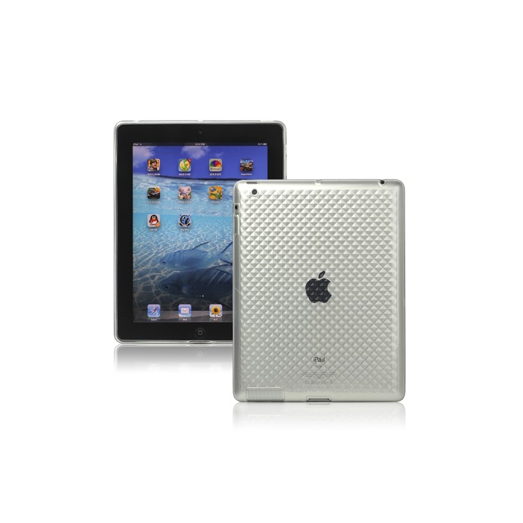Stylish Diamond TPU Skin Cover Case for New iPad 2nd 3rd 4th Gen - Transparent