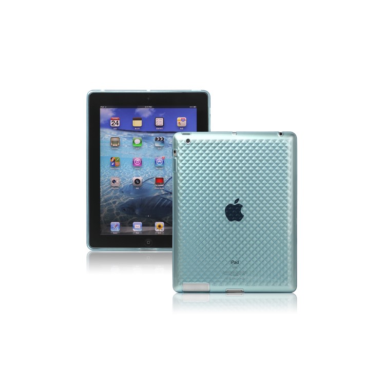 Stylish Diamond TPU Skin Cover Case for New iPad 2nd 3rd 4th Gen - Blue