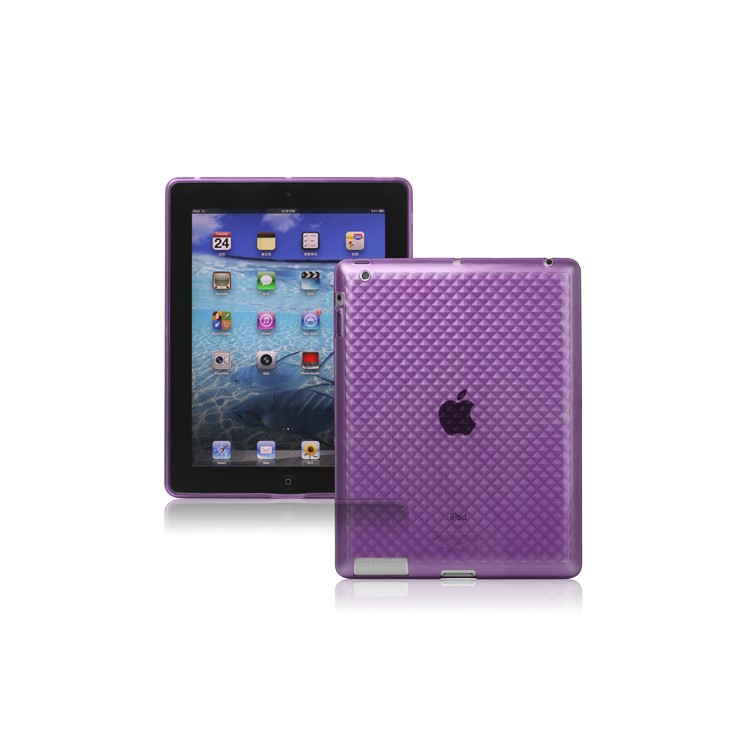 Stylish Diamond TPU Skin Cover Case for The New iPad 3rd Gen - Purple