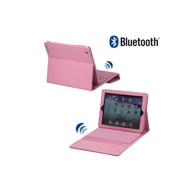 Premium New iPad 2 3 4 Bluetooth Keyboard Case Leather Cover - Pink