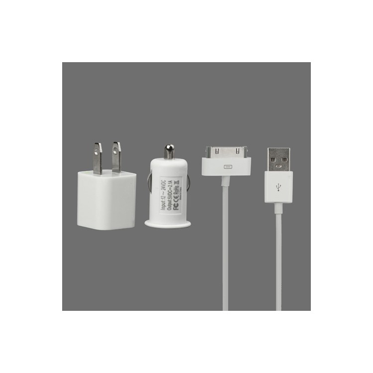 US Plug Home Wall Charger + Car Charger for The new iPad iPhone iPod
