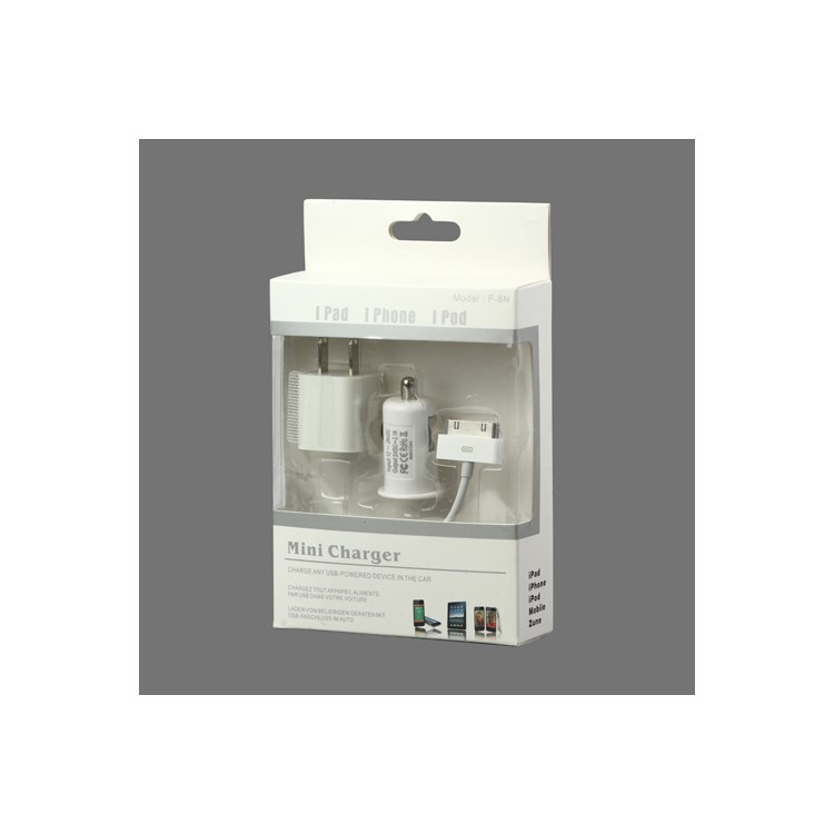 US Plug Home Wall Charger + Car Charger for The new iPad iPhone iPod