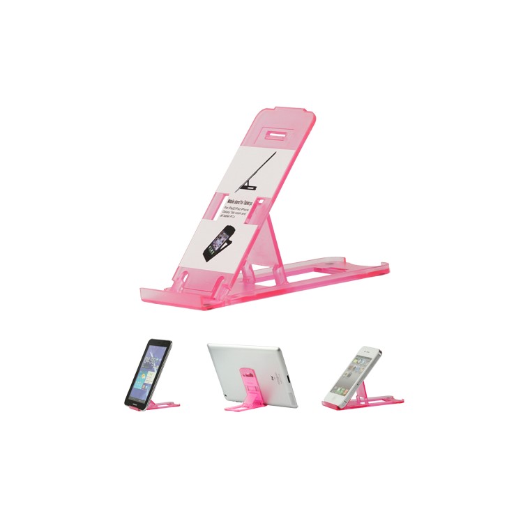 Clear Foldable Plastic Stand Bracket for The new iPad iPhone Smartphones - Rose
