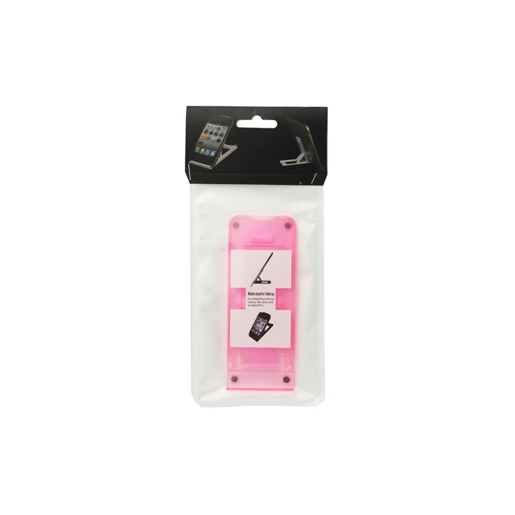 Clear Foldable Plastic Stand Bracket for The new iPad iPhone Smartphones - Rose