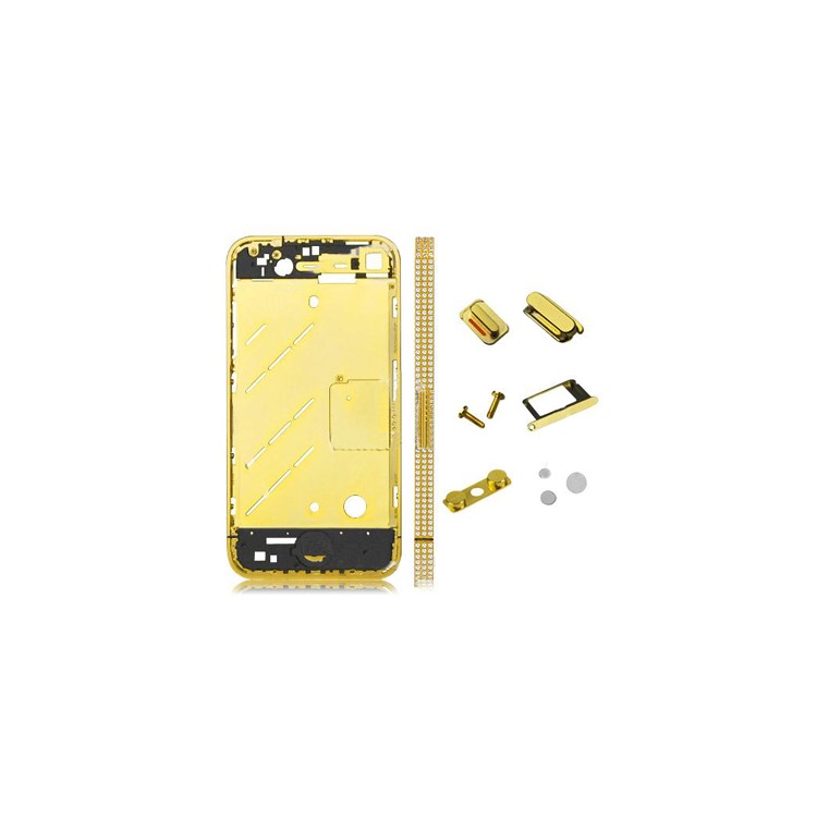 Golden Metal Rhinestone Middle Plate with Small Parts for iPhone 4 4G