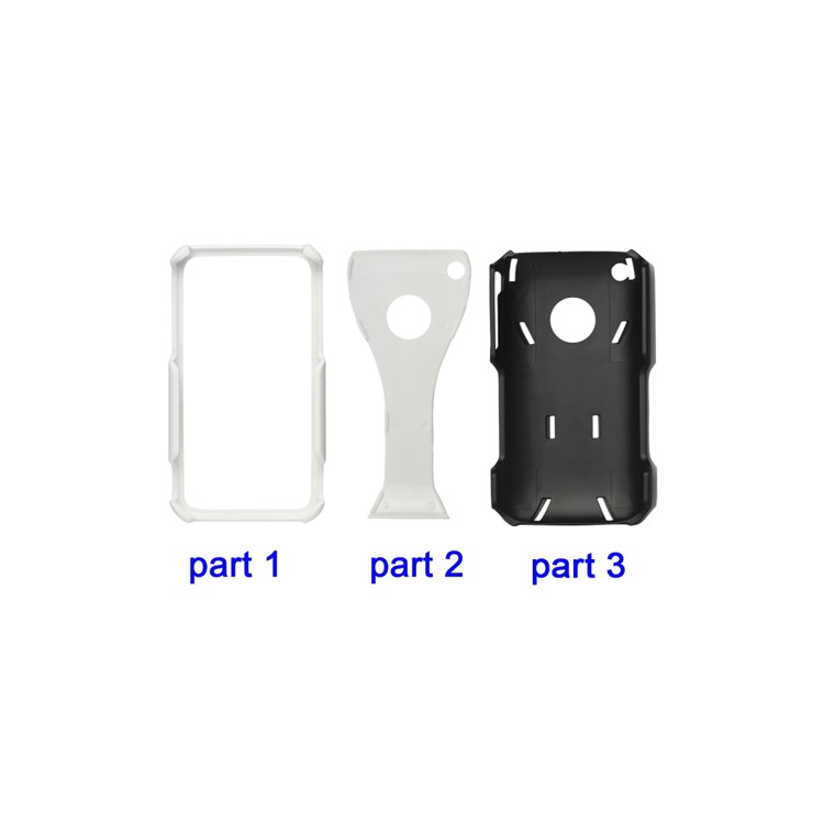 Rubberized 3 Piece Hard Case Cover for iPhone 3GS/3G - Black / White