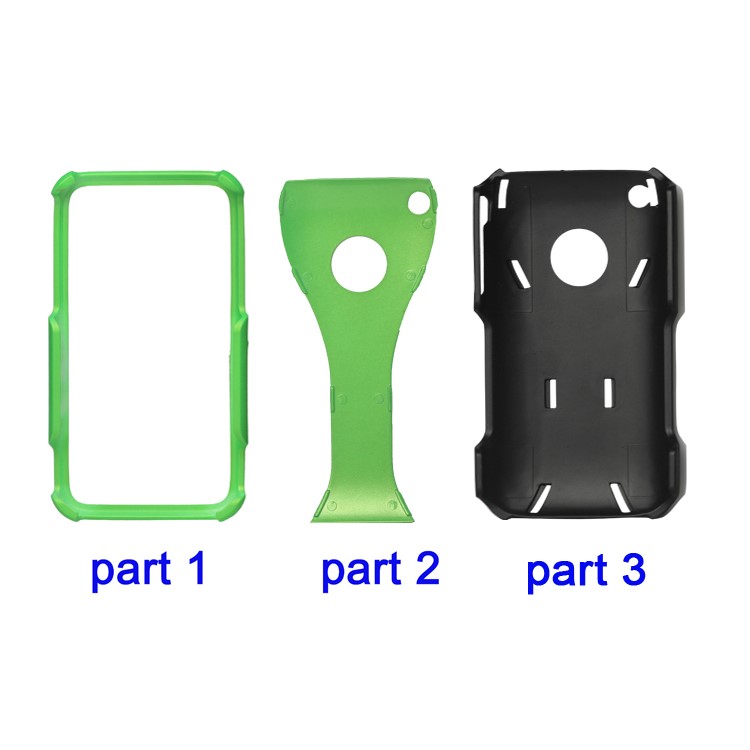 Rubberized 3 Piece Hard Case Cover for iPhone 3GS/3G - Black / Green