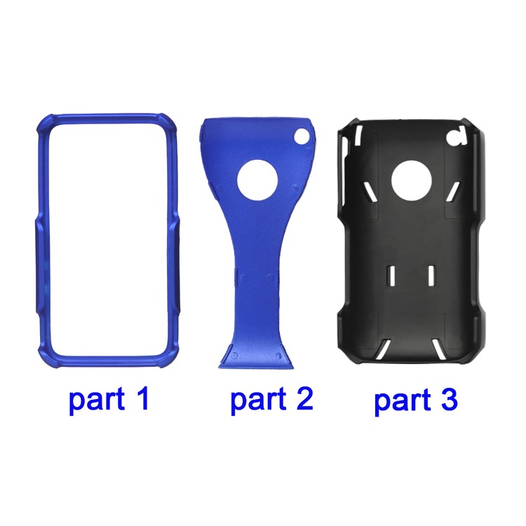 Rubberized 3 Piece Hard Case Cover for iPhone 3GS/3G - Black / Blue