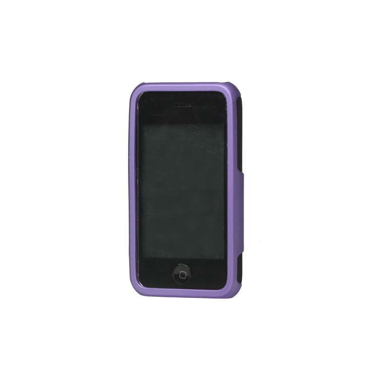 Rubberized 3 Piece Hard Case Cover for iPhone 3GS/3G - Black / Purple