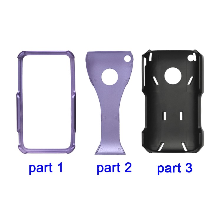 Rubberized 3 Piece Hard Case Cover for iPhone 3GS/3G - Black / Purple