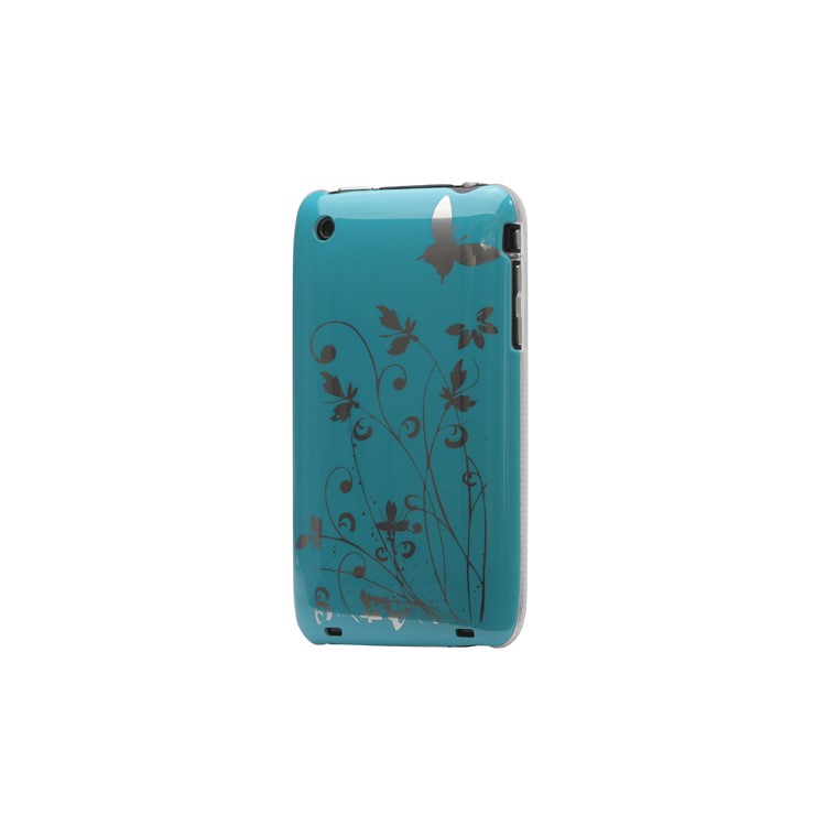 Floral Butterfly Hard Case for iPhone 3G 3GS - Blue