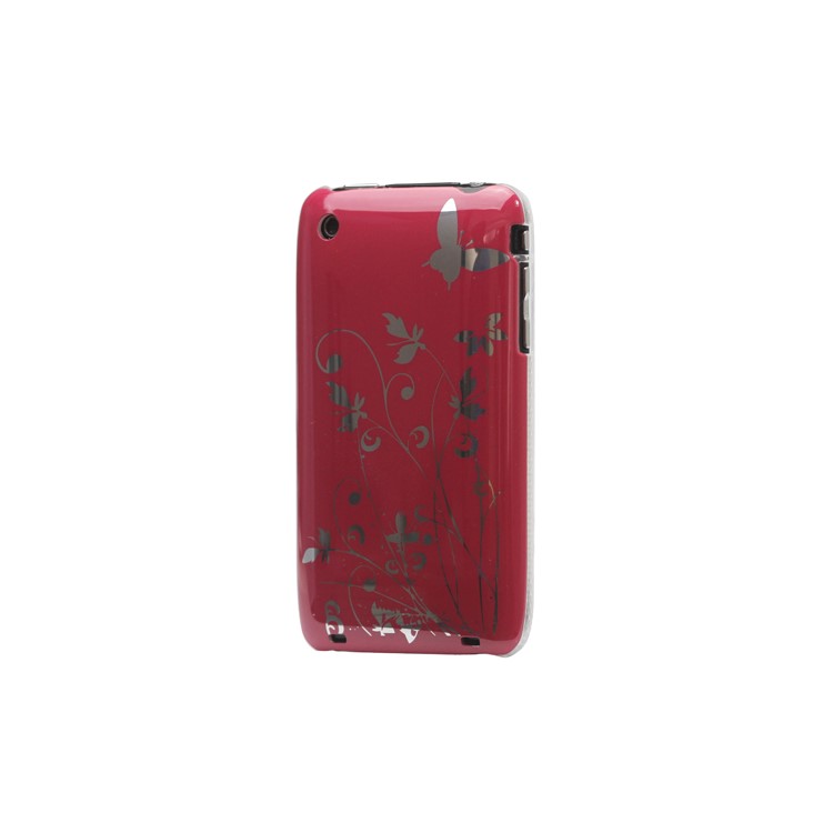 Floral Butterfly Hard Case for iPhone 3G 3GS - Red