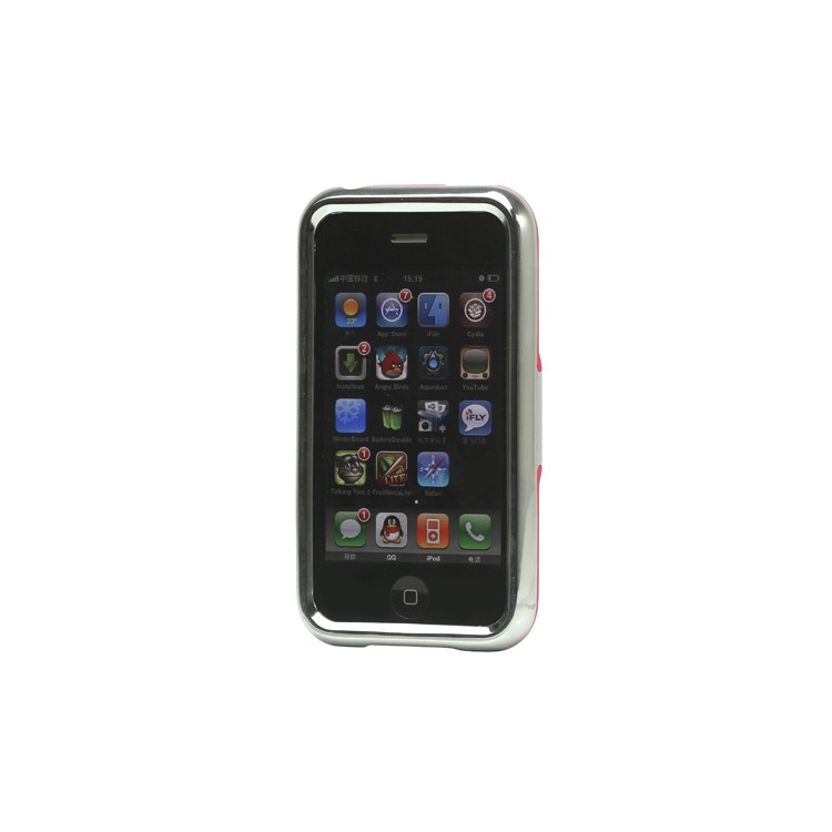 Snap-on Electroplating Hard Plastic Case with Stand for iPhone 3G/3GS - Rose