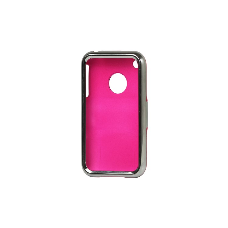 Snap-on Electroplating Hard Plastic Case with Stand for iPhone 3G/3GS - Rose