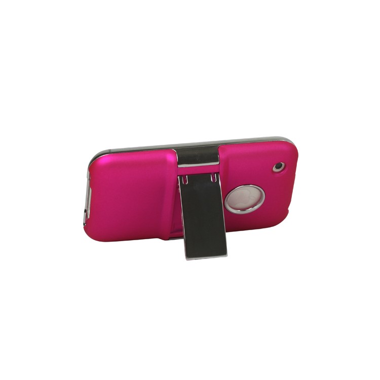 Snap-on Electroplating Hard Plastic Case with Stand for iPhone 3G/3GS - Rose