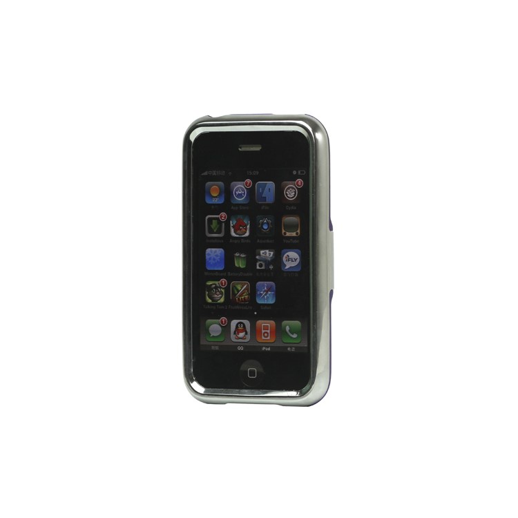 Snap-on Electroplating Hard Plastic Case with Stand for iPhone 3G/3GS - Purple