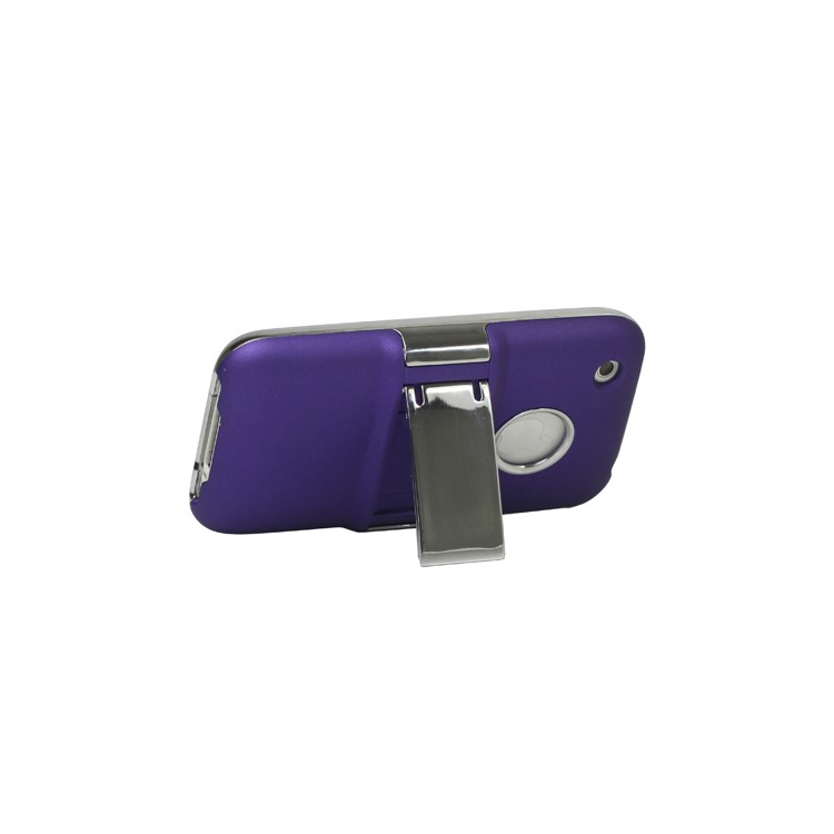 Snap-on Electroplating Hard Plastic Case with Stand for iPhone 3G/3GS - Purple