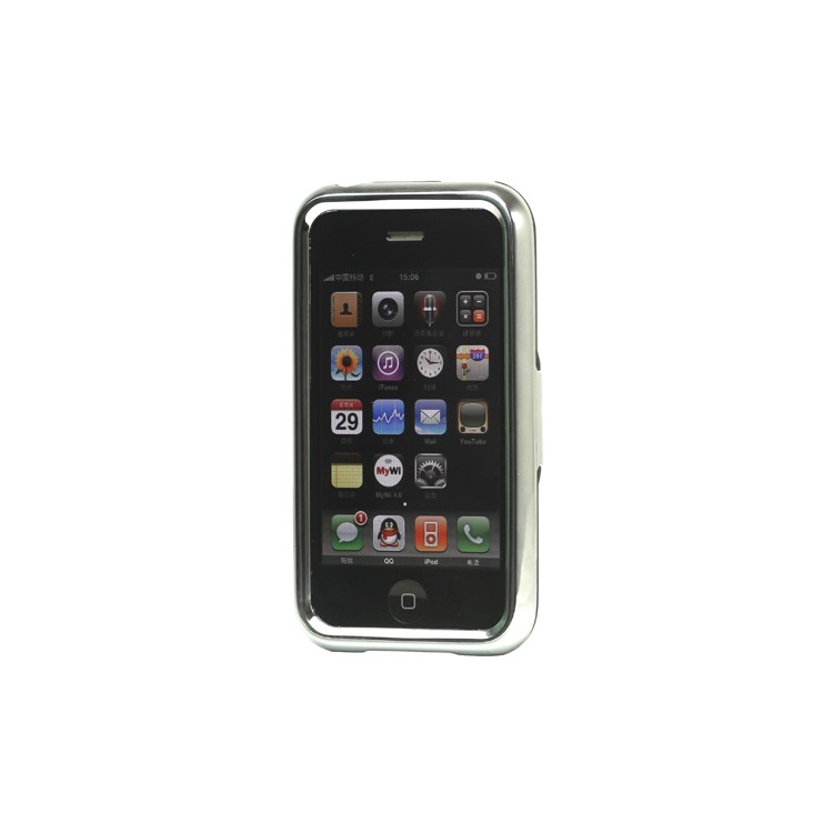 Snap-on Electroplating Hard Plastic Case with Stand for iPhone 3G/3GS - Black