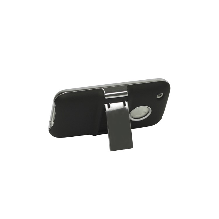 Snap-on Electroplating Hard Plastic Case with Stand for iPhone 3G/3GS - Black