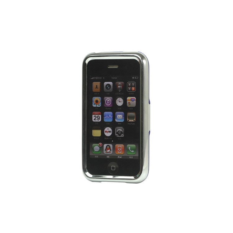 Snap-on Electroplating Hard Plastic Case with Stand for iPhone 3G/3GS - Blue