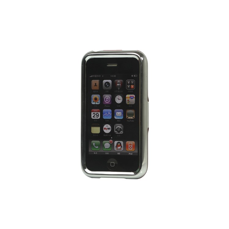 Snap-on Electroplating Hard Plastic Case with Stand for iPhone 3G/3GS - Red