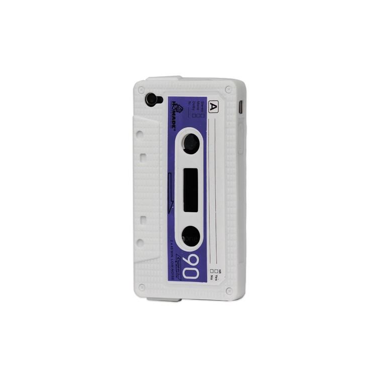 Cassette Tape Silicone Case for iPhone 4 4S - White