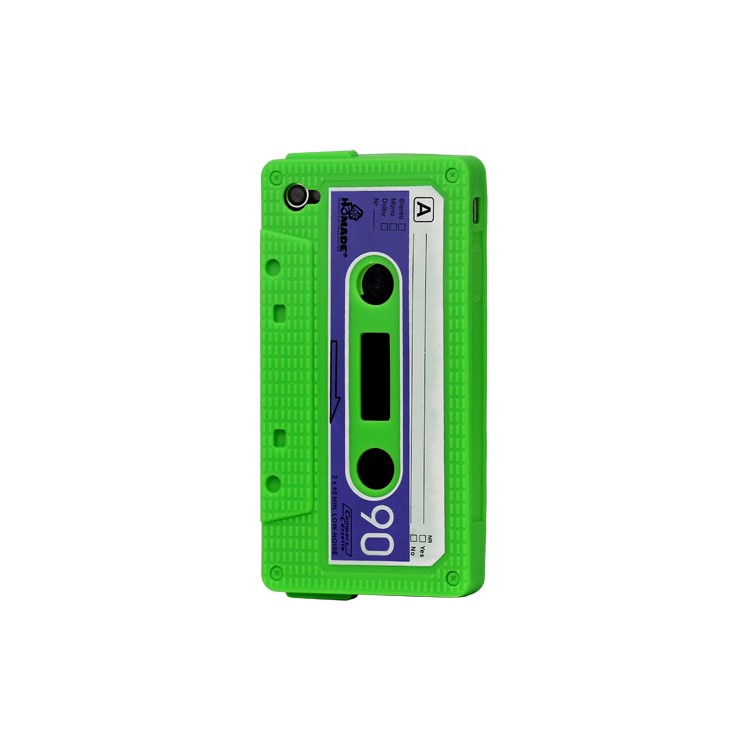 Cassette Tape Silicone Case for iPhone 4 4S - Green