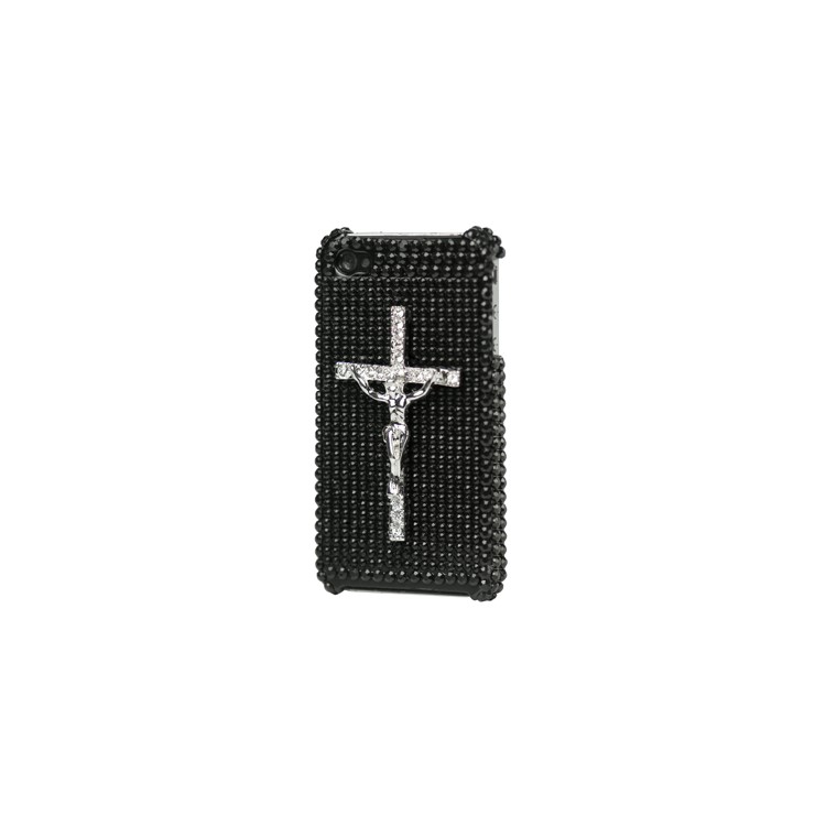 Dazzling Cross Rhinestone Case for iPhone 4 4S (All Versions) - Black