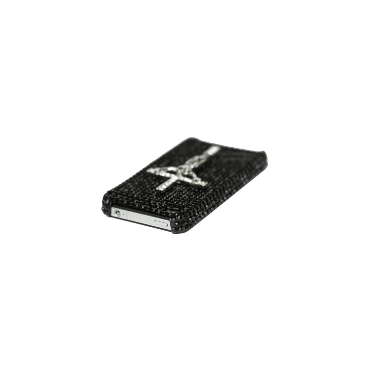 Dazzling Cross Rhinestone Case for iPhone 4 4S (All Versions) - Black