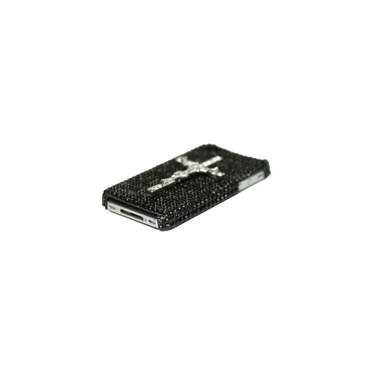 Dazzling Cross Rhinestone Case for iPhone 4 4S (All Versions) - Black