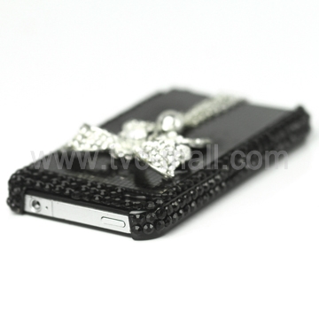 Bling Bowknot Swarovski Rhinestone Case for iPhone 4 4S (All Versions) - Black