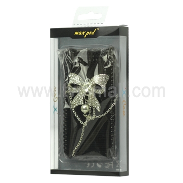 Bling Bowknot Swarovski Rhinestone Case for iPhone 4 4S (All Versions) - Black