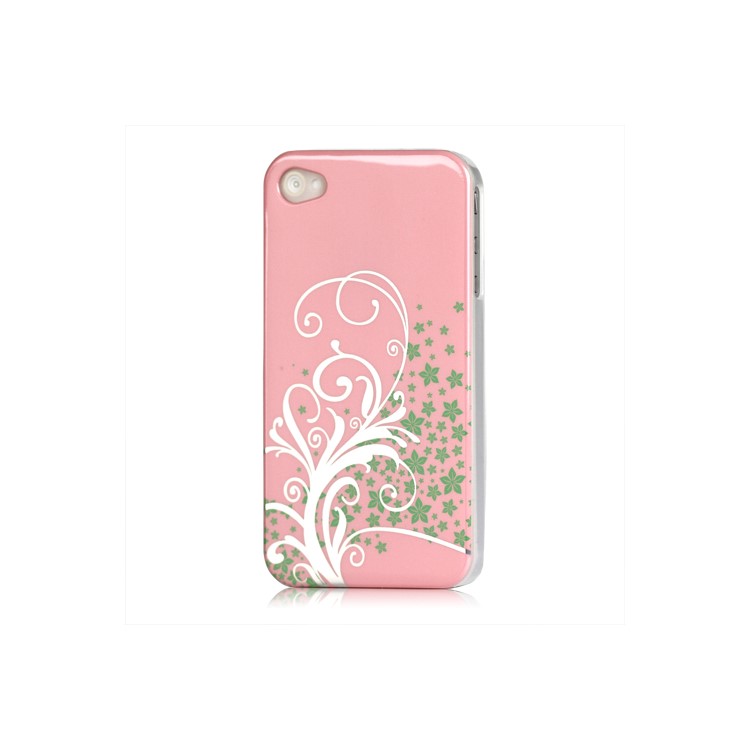 Beautiful Phoenix Flowers Lacquered Hard Case for iPhone 4 - Pink