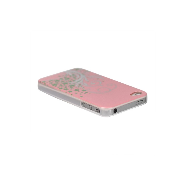 Beautiful Phoenix Flowers Lacquered Hard Case for iPhone 4 - Pink