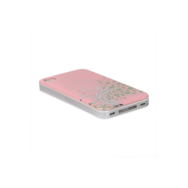 Beautiful Phoenix Flowers Lacquered Hard Case for iPhone 4 - Pink