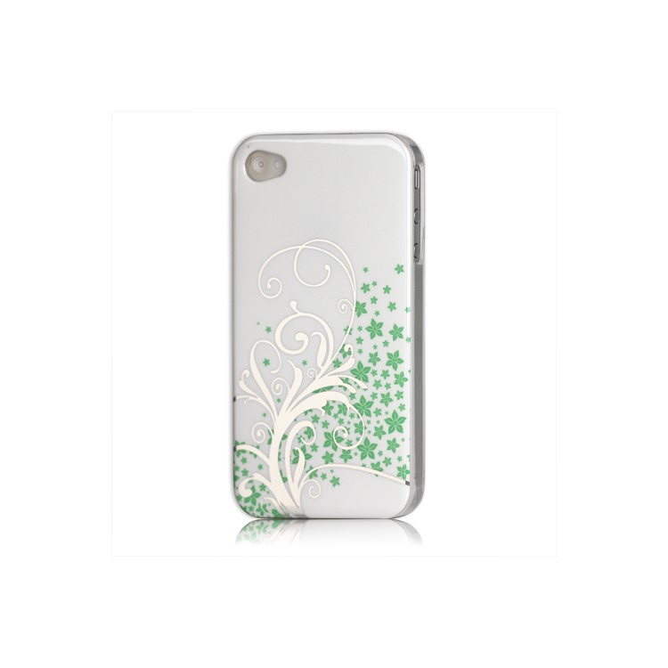 Beautiful Phoenix Flowers Lacquered Hard Case for iPhone 4 - White