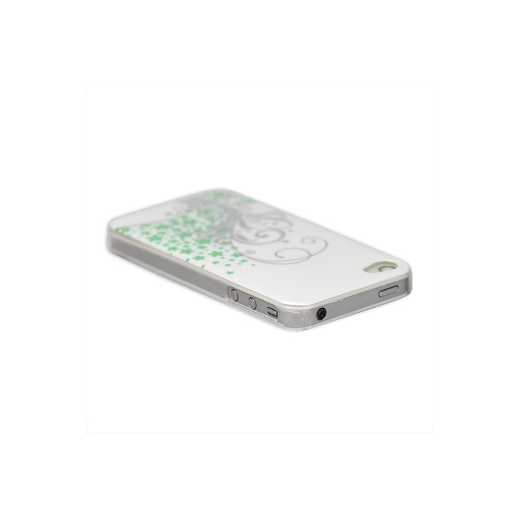 Beautiful Phoenix Flowers Lacquered Hard Case for iPhone 4 - White