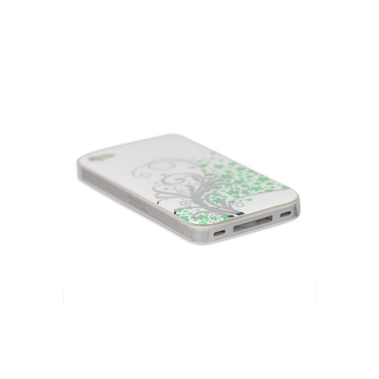 Beautiful Phoenix Flowers Lacquered Hard Case for iPhone 4 - White