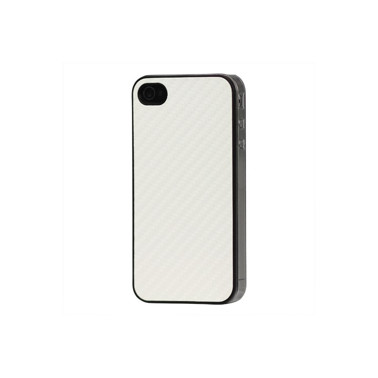 Carbon Fibre Hard Protective Case for iPhone 4 - White