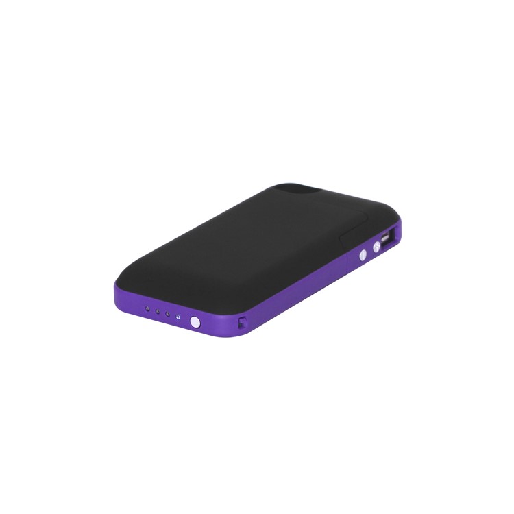 2000mAh External Backup Battery Charger Case for iPhone 4 4S - Purple / Black