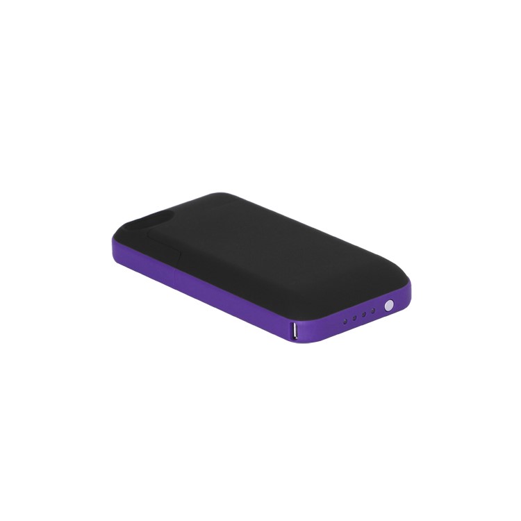 2000mAh External Backup Battery Charger Case for iPhone 4 4S - Purple / Black