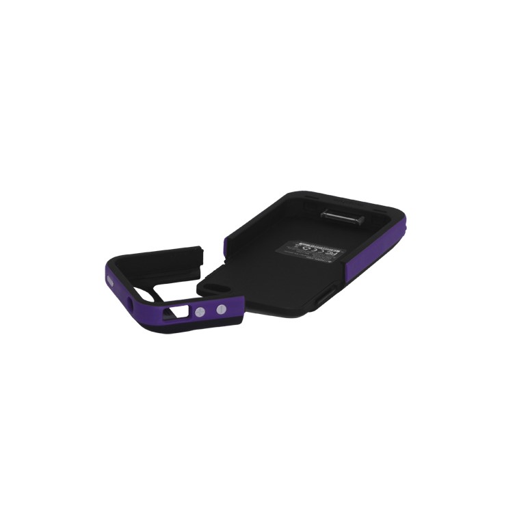 2000mAh External Backup Battery Charger Case for iPhone 4 4S - Purple / Black