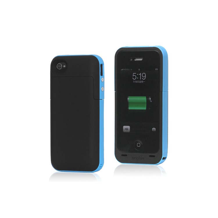 2000mAh External Backup Battery Charger Case for iPhone 4 4S - Blue / Black