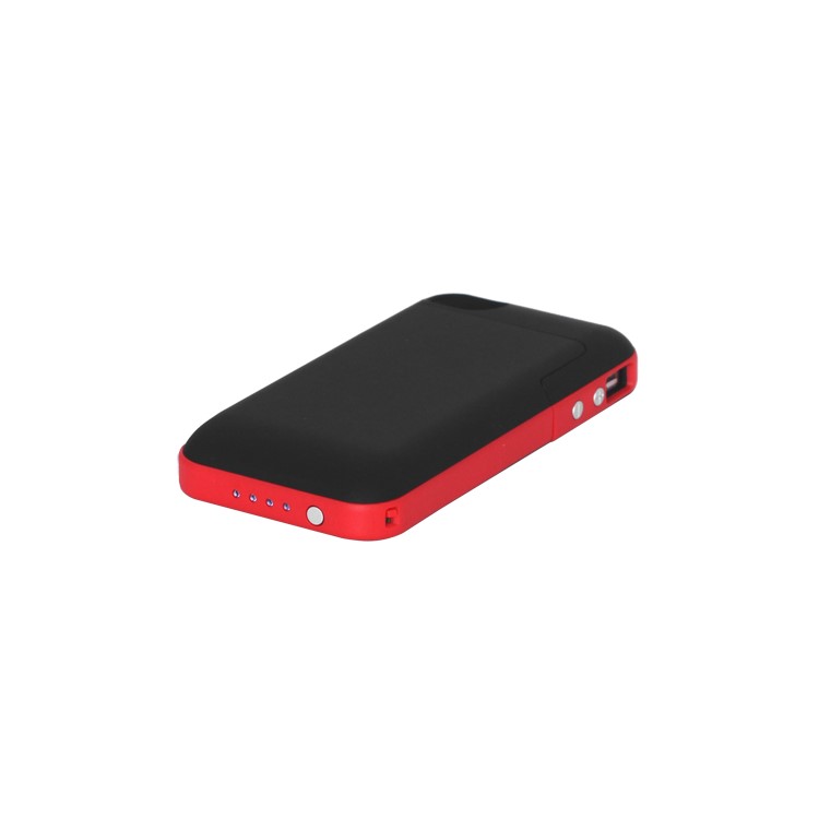 2000mAh External Backup Battery Charger Case for iPhone 4 4S - Red / Black