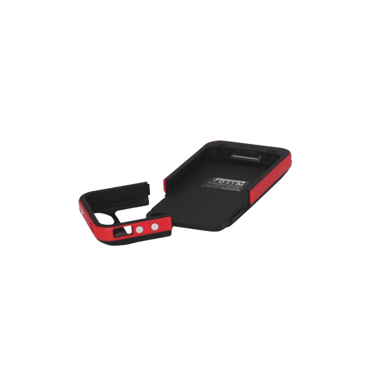 2000mAh External Backup Battery Charger Case for iPhone 4 4S - Red / Black