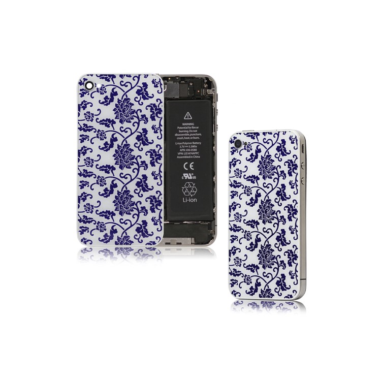 Blue and White Porcelain Glass Back Cover Housing for iPhone 4