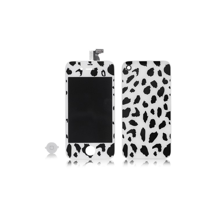 Spotted iPhone 4 Conversion Kit (LCD Assembly + Housing + Home Button) - Black / White
