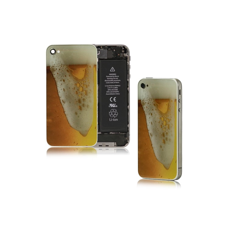 Brimming Beer Pattern Glass Battery Cover Back Housing for iPhone 4